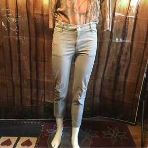 Tan Cropped Ankle Jeans with Mid-Rise Waist